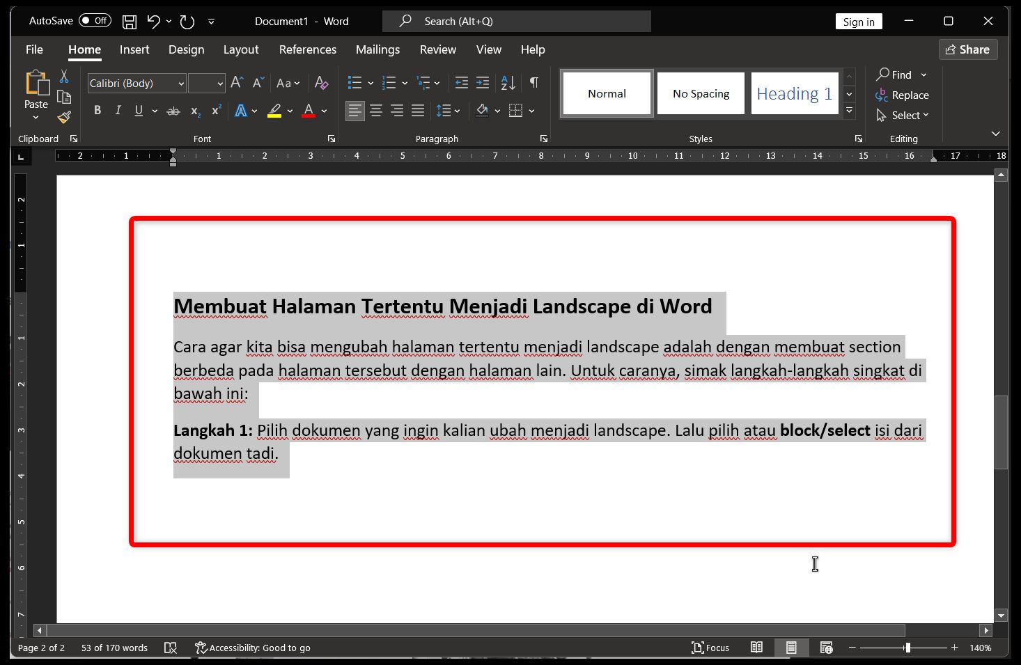 How to Make Certain Pages Landscape in Word